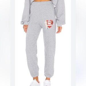BOYS LIE Match Made In Heaven Gray Joggers with Red Heart Graphic. Size S
